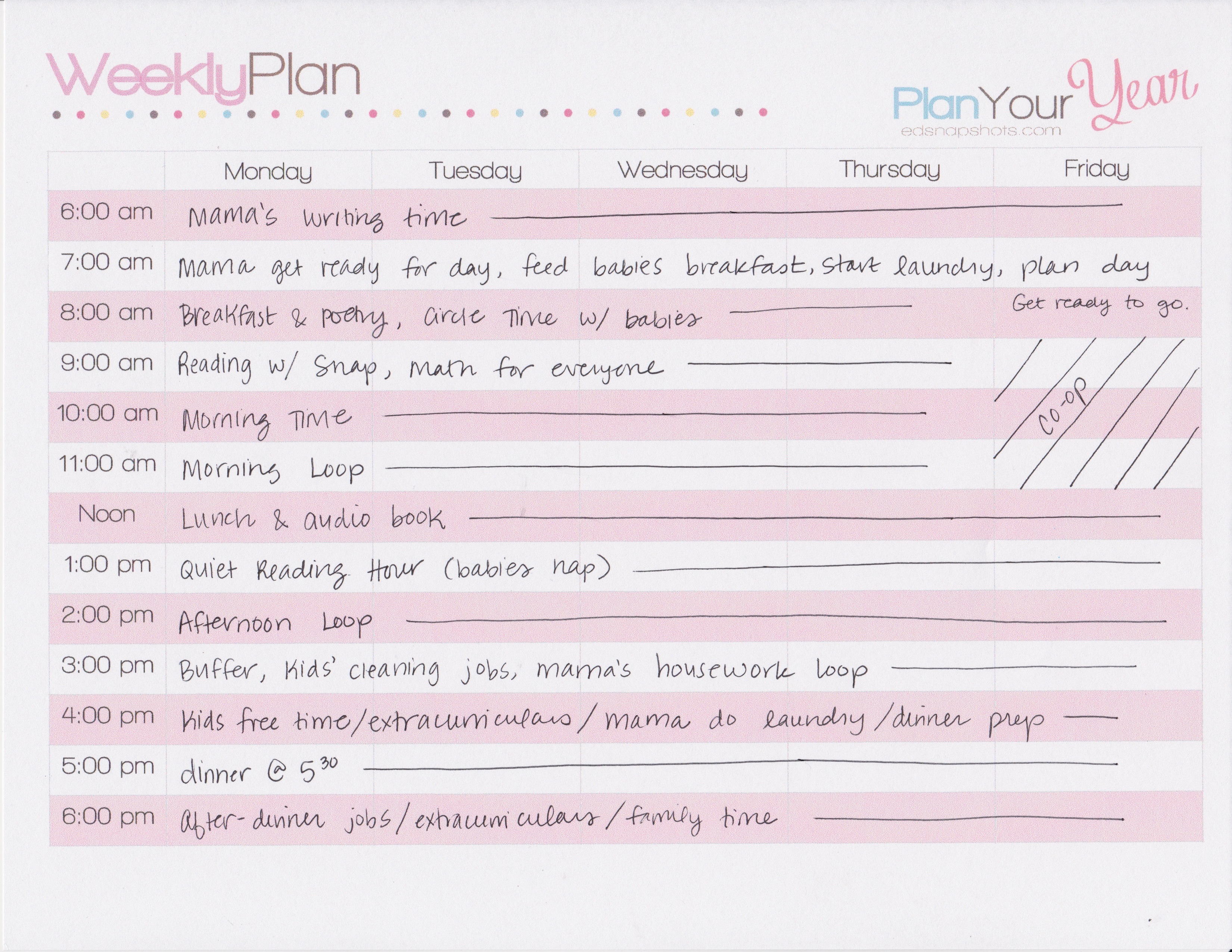 Weekly Plan Overview