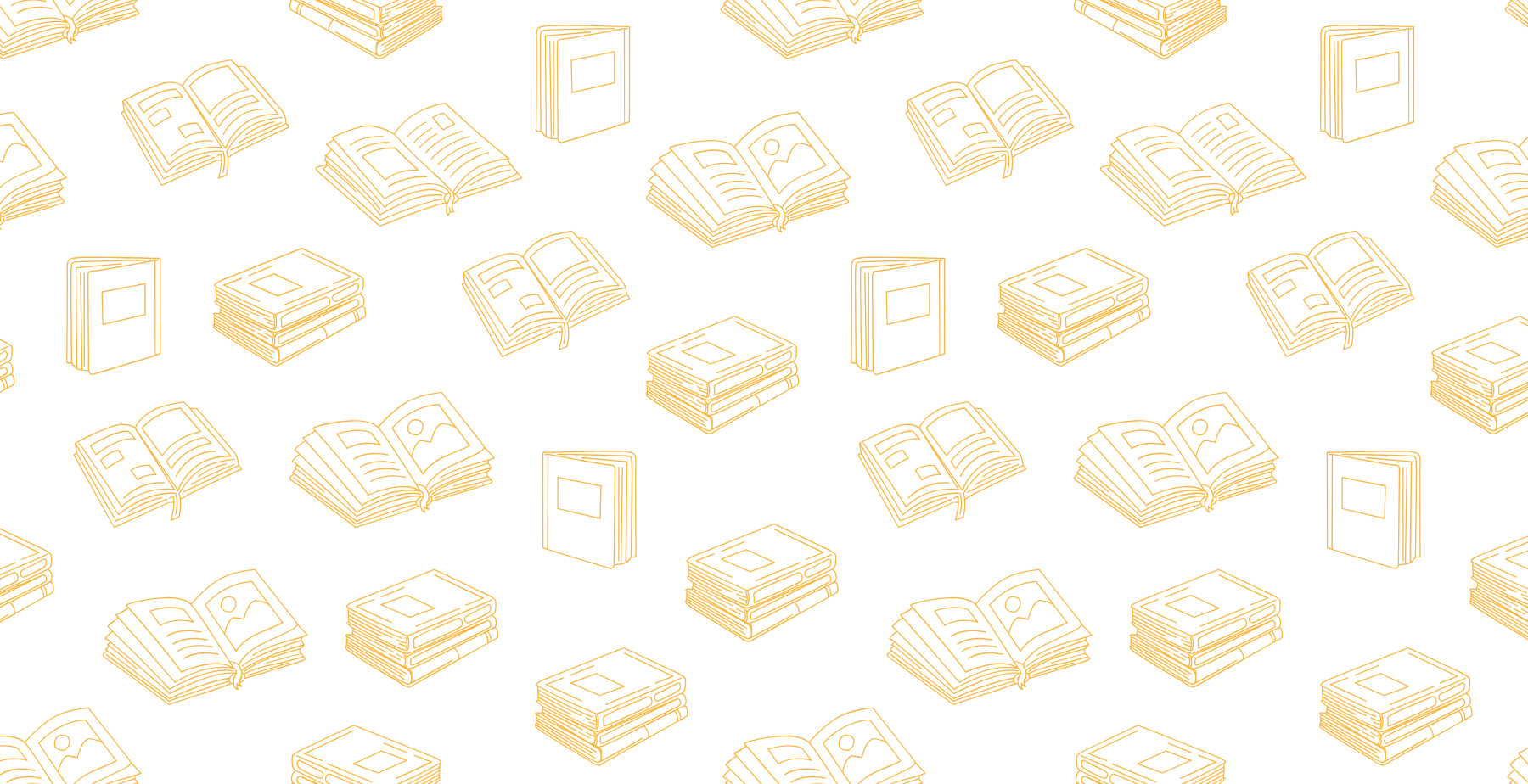 Pattern of yellow outlined books on a green background (decorative background).