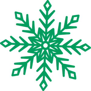 snowflake 1 - Read-Aloud Revival ® with Sarah Mackenzie Green six-branch geometric snowflake with diamond-shaped tips, decorative winter motif.