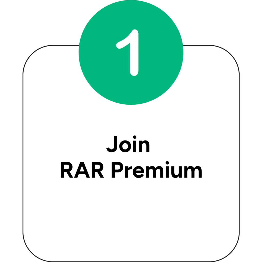 Step 1 - Read-Aloud Revival ® with Sarah Mackenzie Green rounded call-to-action area with a teal circle badge showing '1' and the text 'Join RAR Premium'.