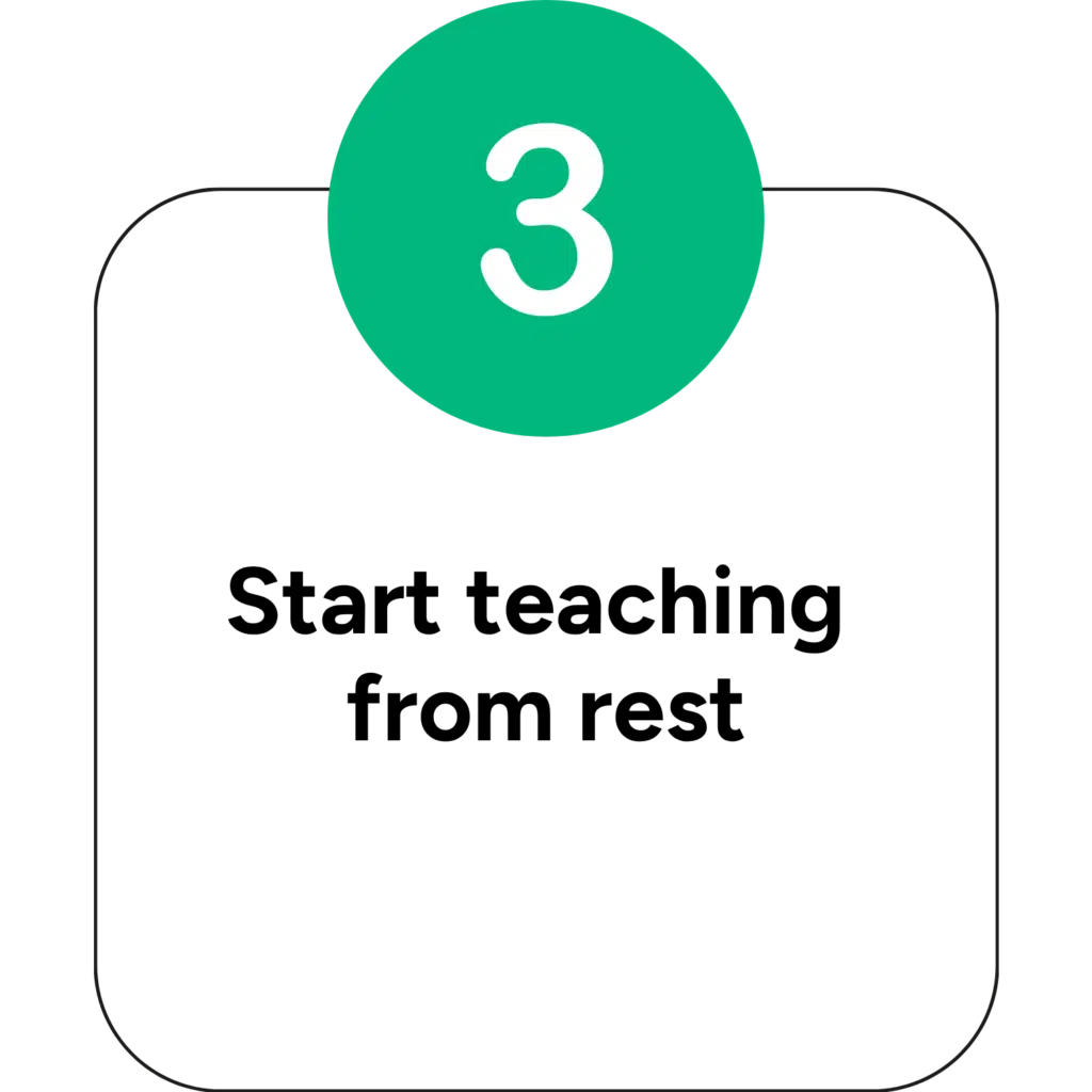 Step 3 - Read-Aloud Revival ® with Sarah Mackenzie Green circle with the white number 3 centered, overlapping a dark rounded-corner card (countdown indicator)