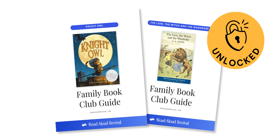 Two booklets: Family Book Club Guides for Knight Owl & The Lion, the Witch, and the Wardrobe
